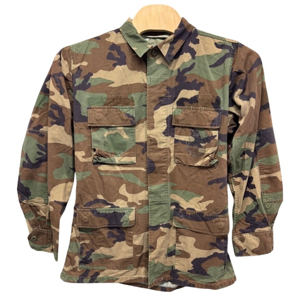 Vintage US Military Woodland Camo BDU Combat Coat Jacket Medium X-Long Unicor